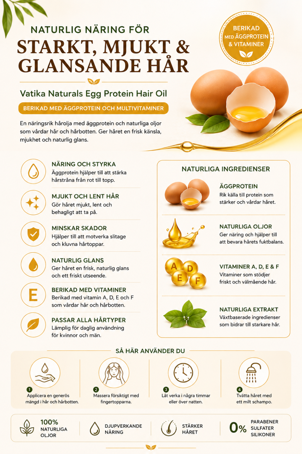 Vatika Naturals Egg Protein Hair Oil – 200 ml - Bild 3