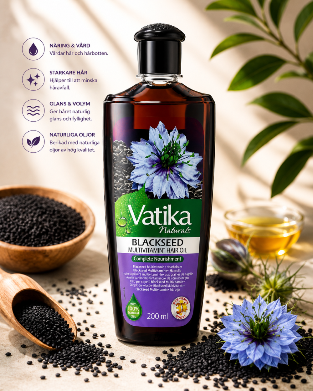 Vatika Naturals Black Seed Hair Oil – 200 ml - - Bild 3